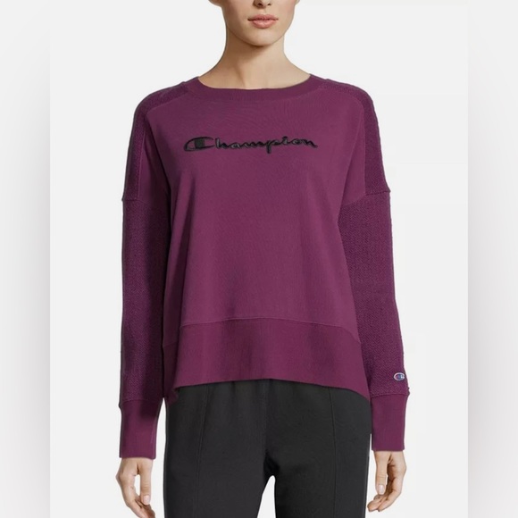 Champion Women's Heritage Mixed Texture Sweatshirt Royal Purple - Picture 1 of 4